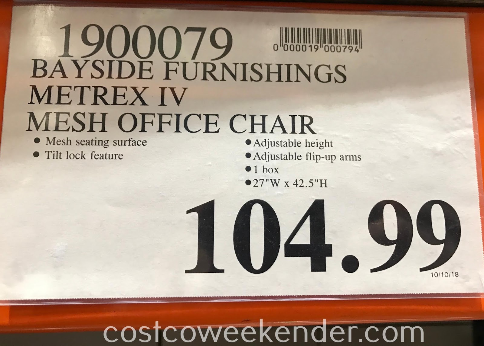 Bayside Furnishings Mesh Office Chair Costco Weekender