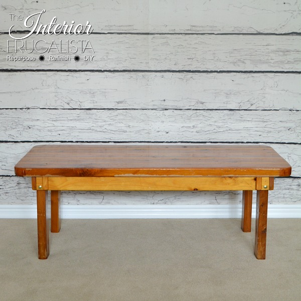 Wooden Bench before Farmhouse Style Makeover