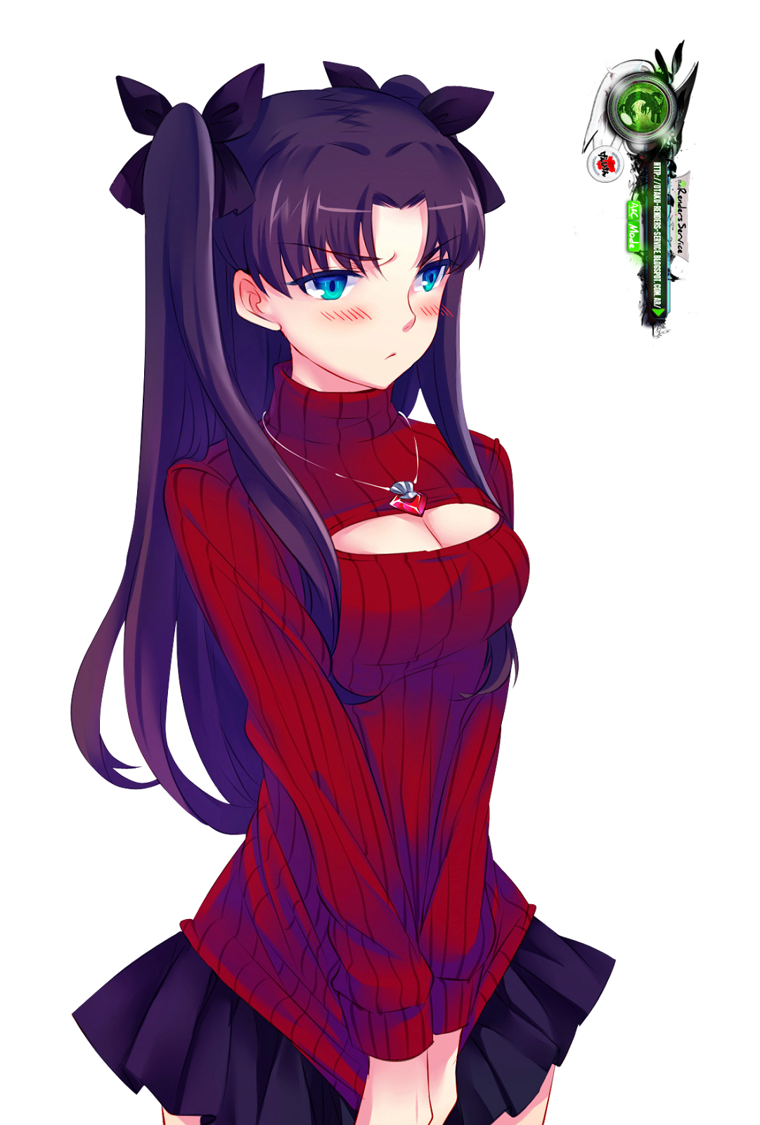 Fate:Rin Tohsaka Hyper Cute Keyhole Sweater Render | ORS Anime Renders