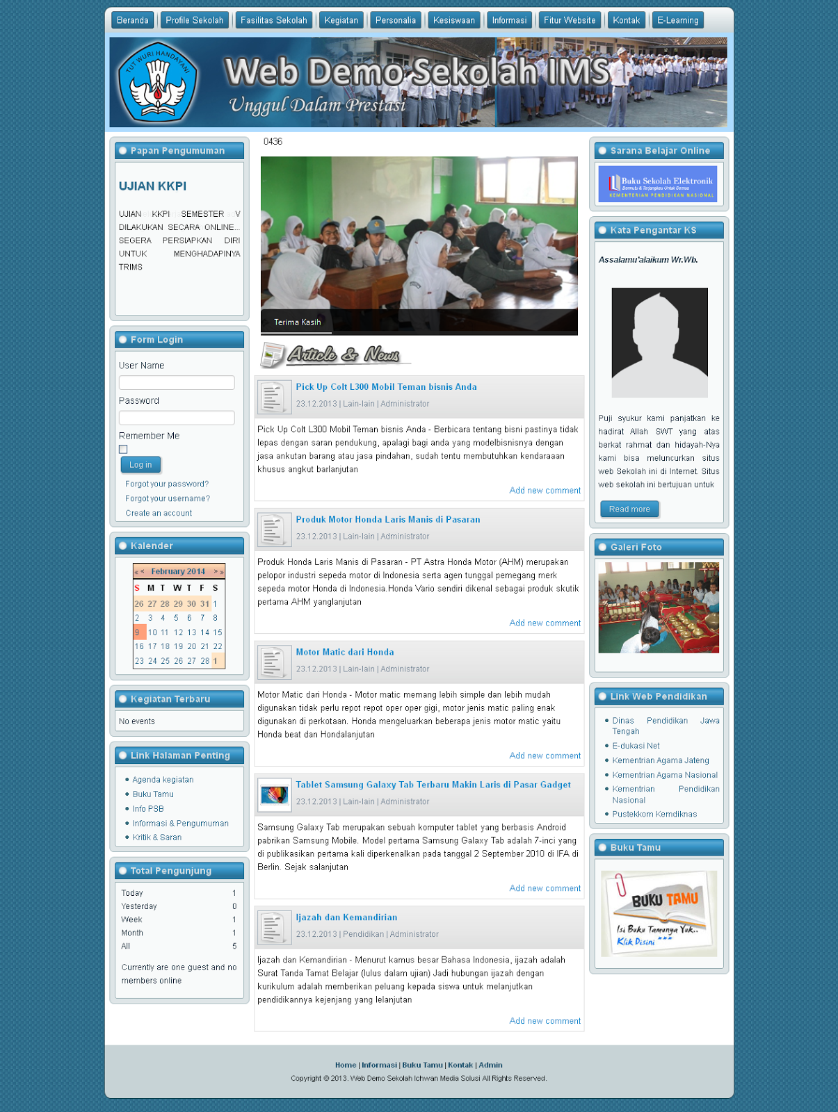 Paket site Sekolah Gratis dengan CMS Joomla  Sekolah Gratis