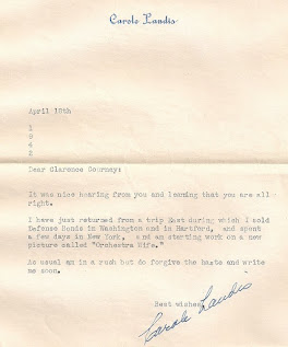 Carole Landis 1942 Letter