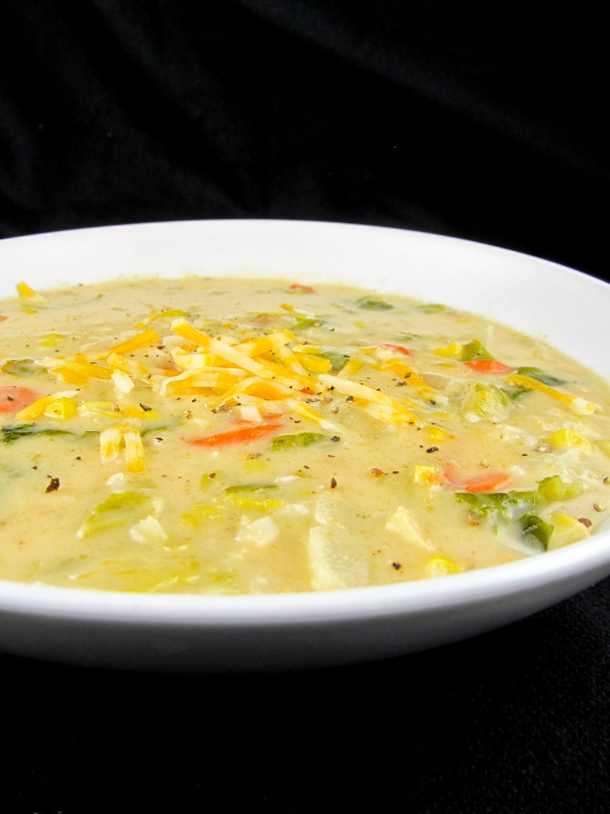 Rise and Shine Easy Cheesy Vegetable Soup with Bacon