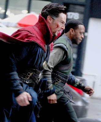 Benedict Cumberbatch and Chiwetel Ejiofor on the set of Doctor Strange