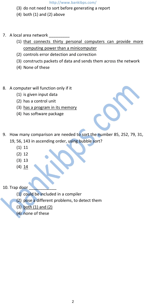 previous ibps specialist officer question paper