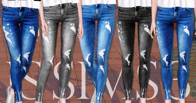 [JS SIMS 3&4] Paint Splatter Ripped Jeans