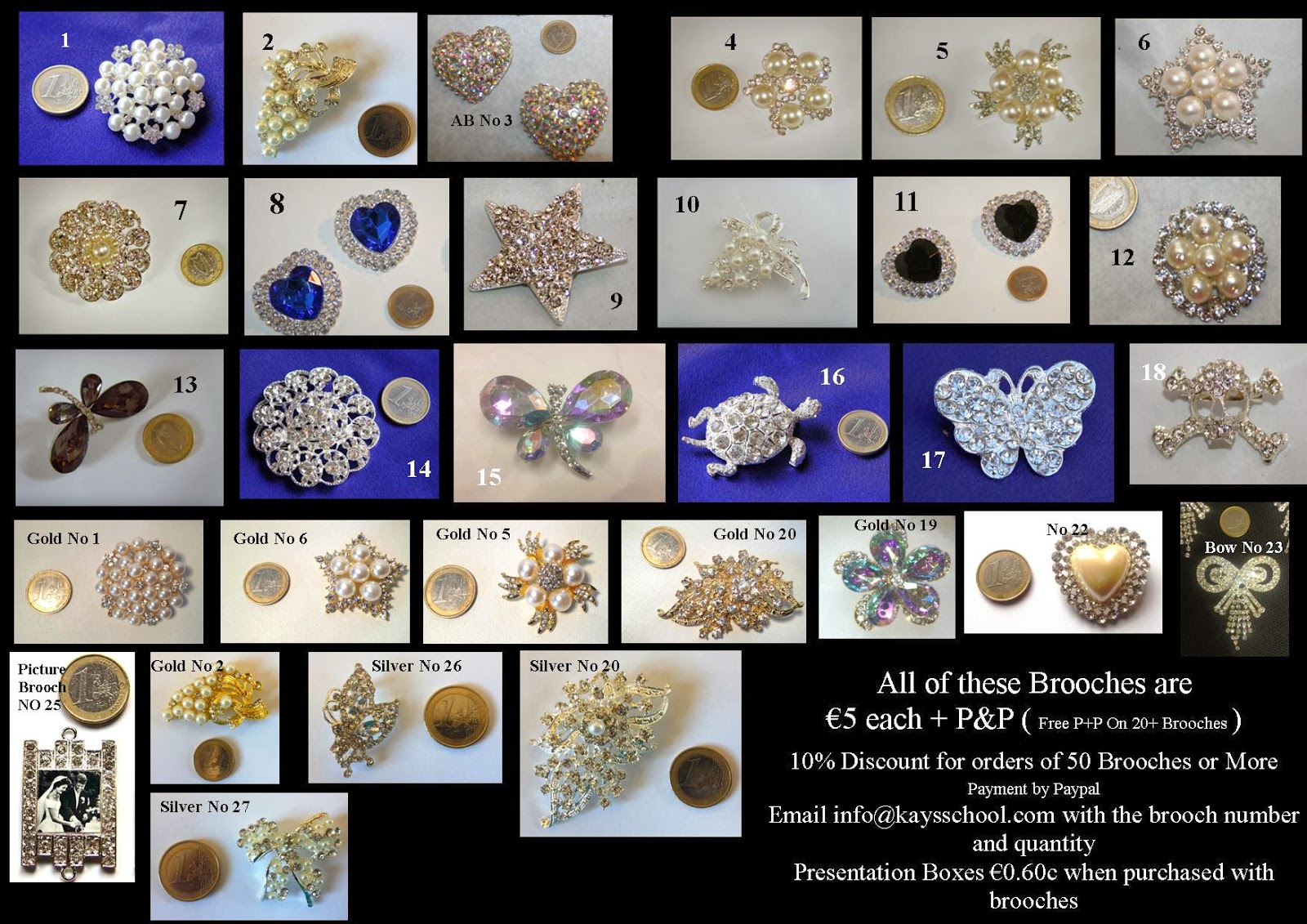 Kay's Flower School & Brooch Bouquet Training Brooches for Sale for