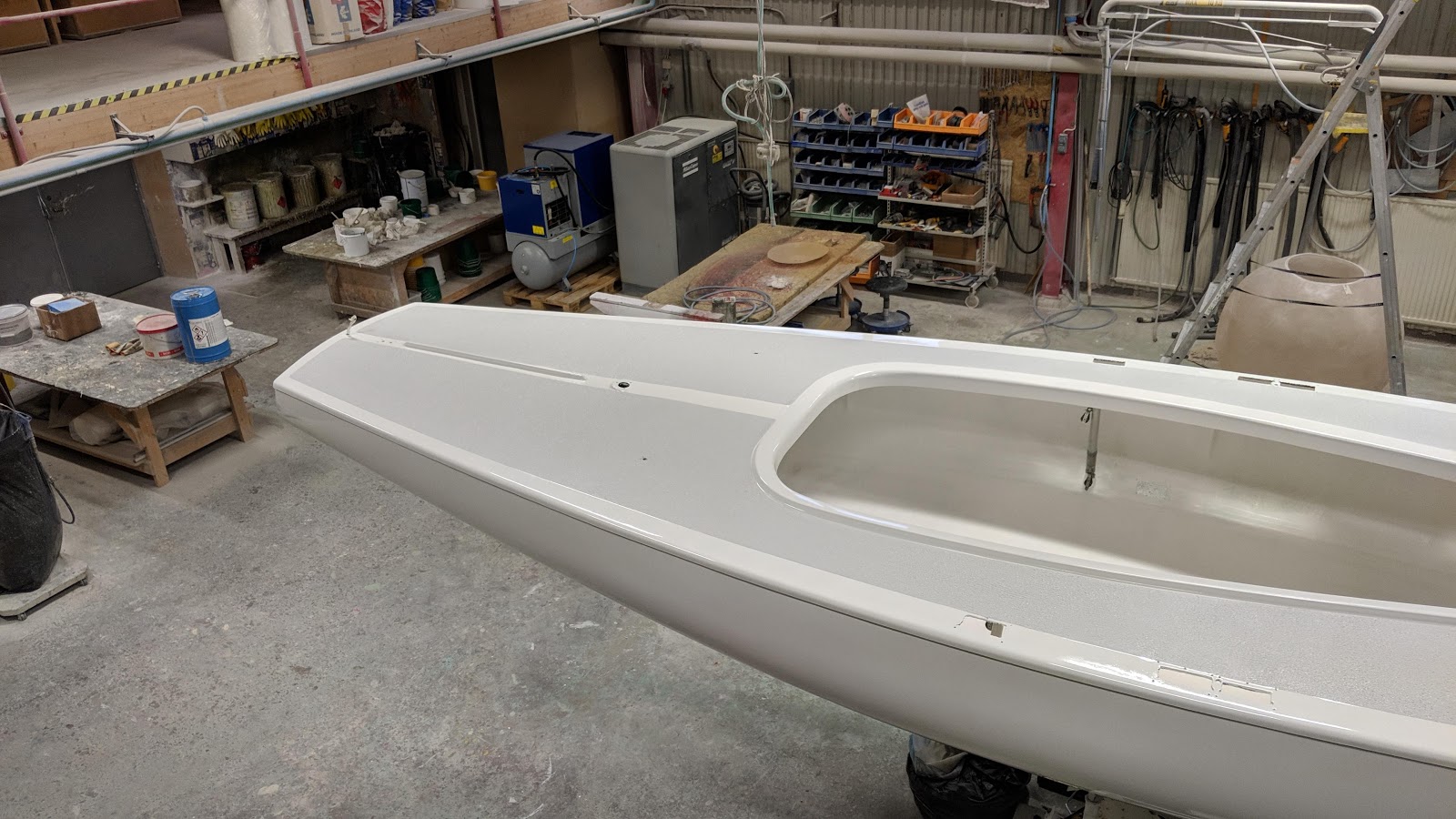 Restoring a 1972 Soling SWE 102 Painted the deck with Kiwi Grip today. Awesome paint. 5 hours