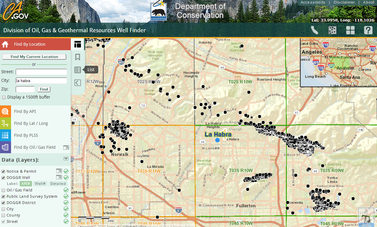 Active Oil & Gas Wells in La Habra Near Earthquake