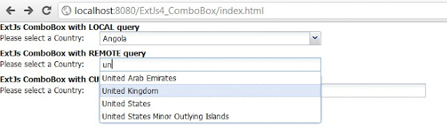 ExtJs 4 ComboBox using Java Servlet JSON object and MySQL database