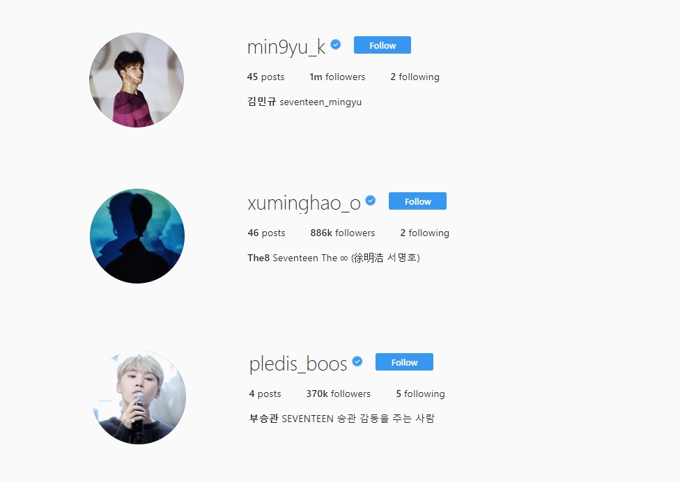 Seventeen follow again. Seventeen follow again