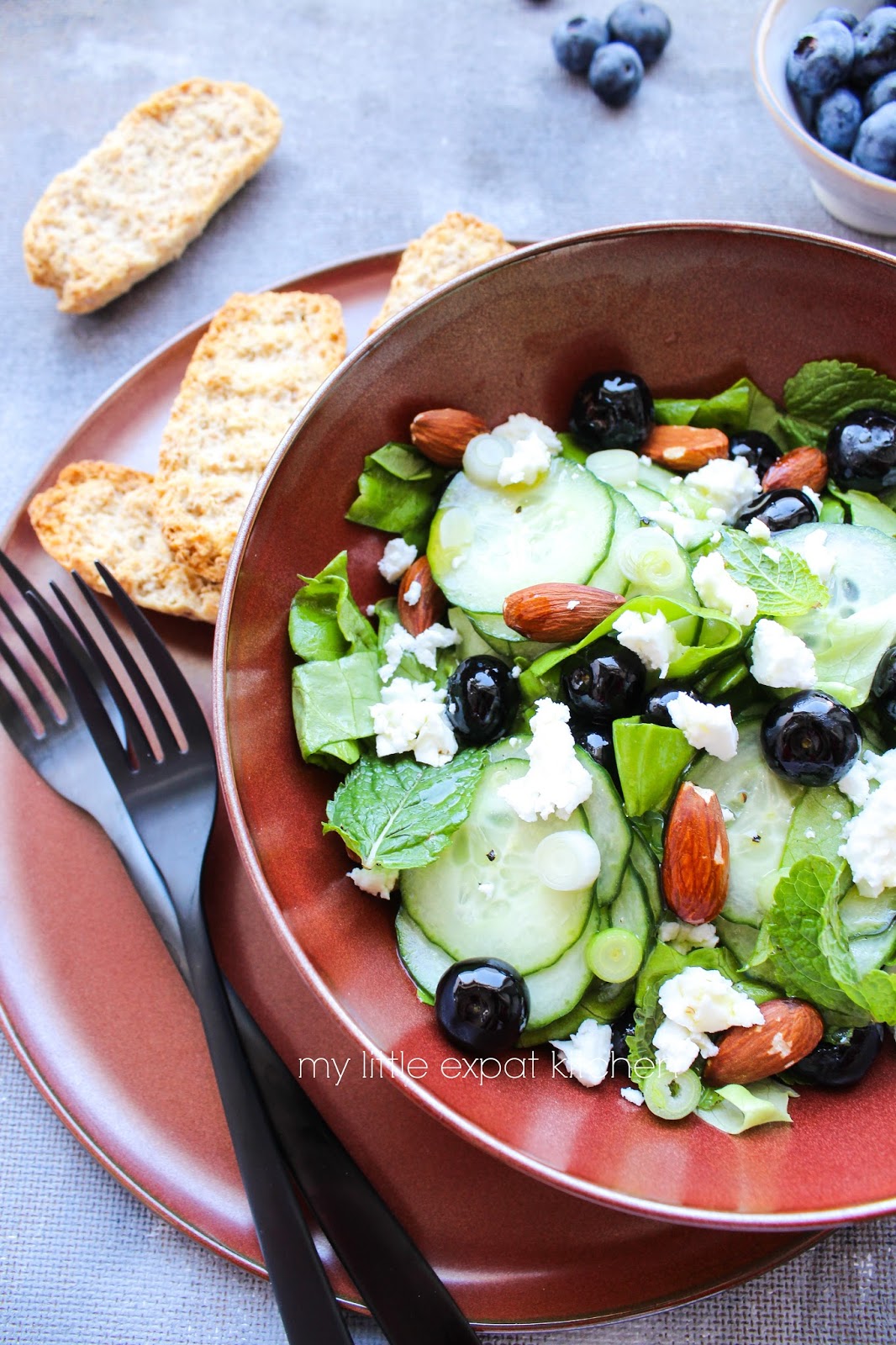 My Little Expat Kitchen Cucumber, blueberry and feta salad with