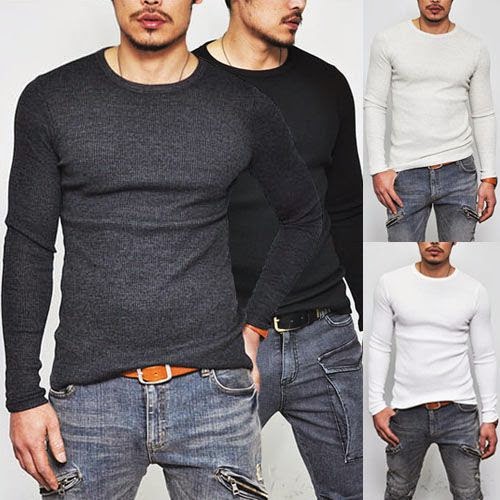 Mens Must-have 4color Slim Fit Waffle Crew-Tee 145 | Fast Fashion Mens ...