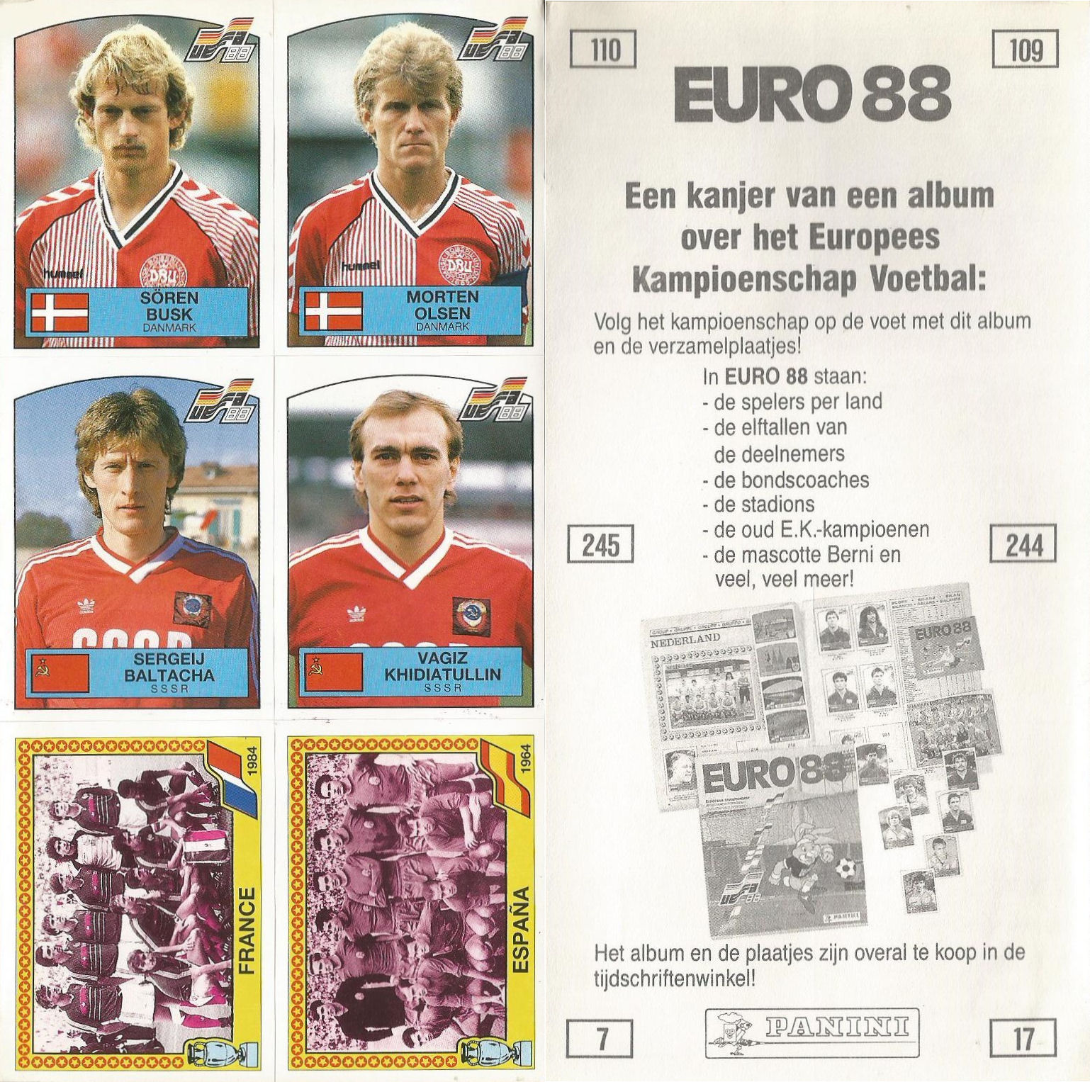 Panini EURO 88 N 7 ESPANA TEAM NEW WITH BLACK BACK VERY GOOD MINT CONDITION!! 