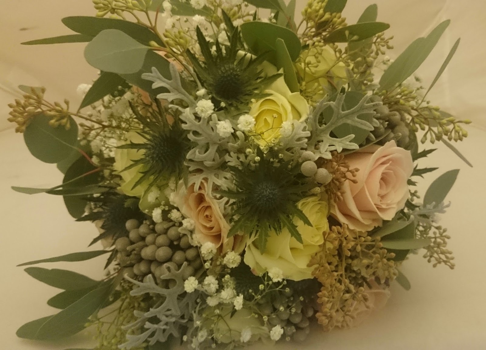 Sandra's Flower Studio. Blush pink and ivory wedding flowers