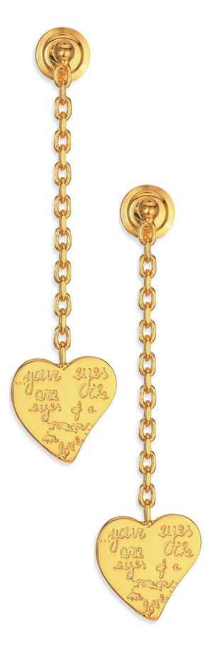 Valentino L'Amour Engraved Heart Drop Earrings