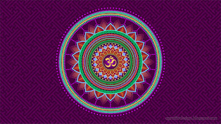 Full Color Mandala Art With Devanagari Omkara Hinduism Symbol Design