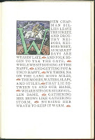 A block of printed text with a large illustrated and colored initial.
