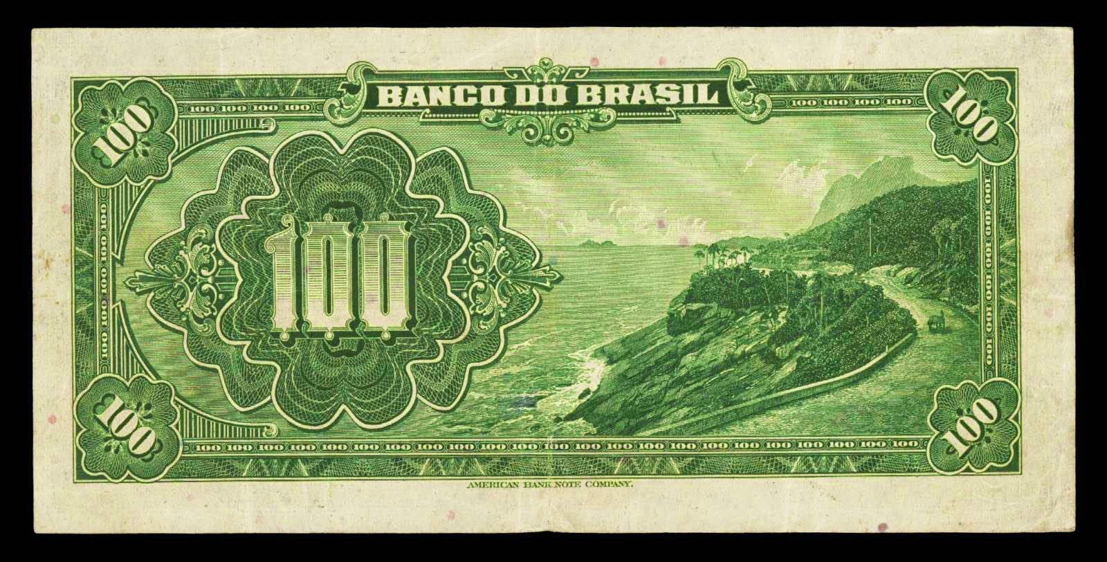 Brazil paper money 100 Mil Reis banknote 1923 Avenida Niemeyer
