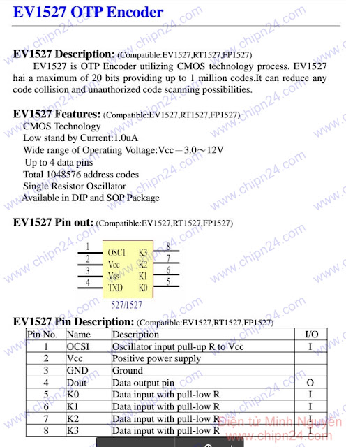 10 X EV1527 1527 OTP Encoder SOP-8