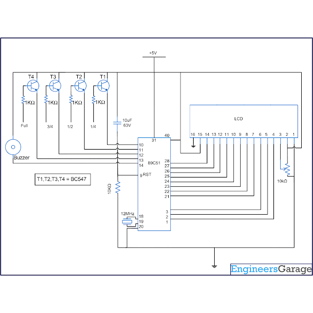 [TC] Water Level Indicator with Alarm using 8051 Micro controller