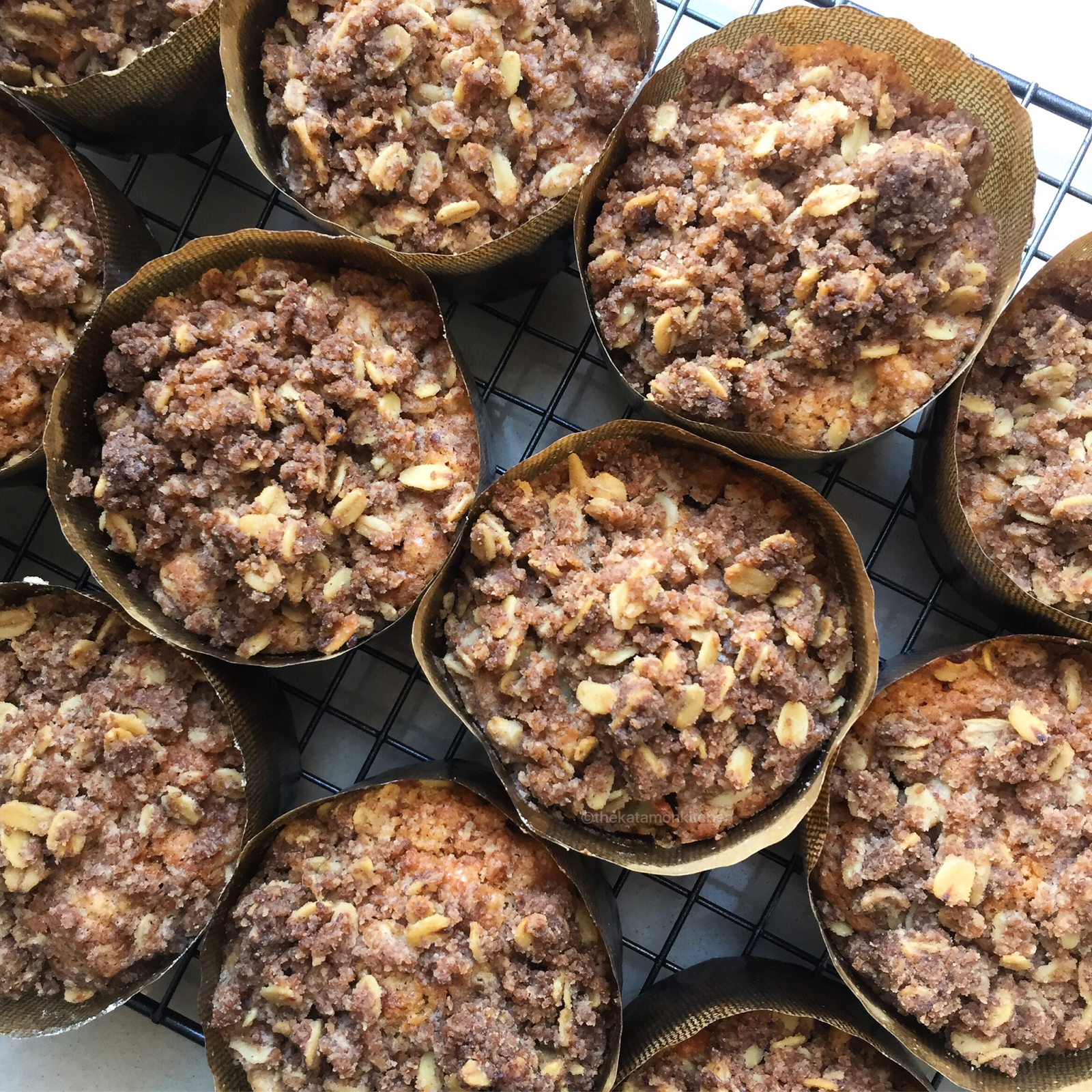 The Katamon Kitchen Apple Cinnamon Muffins with Oat Crumb Topping