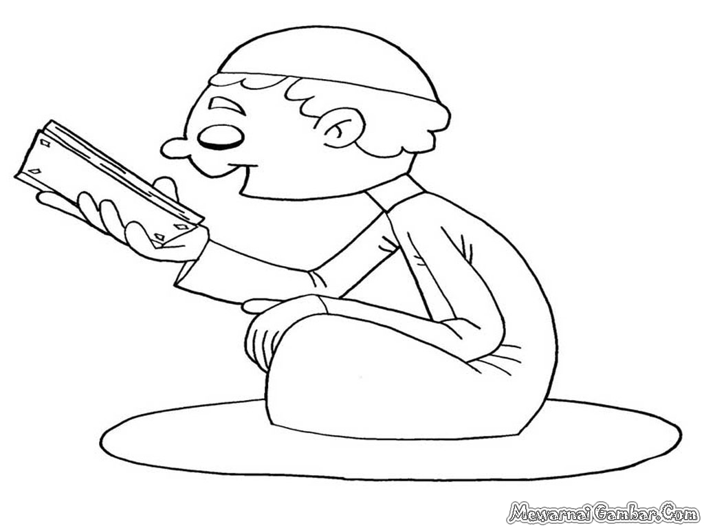 Mewarnai Gambar Orang Mengaji Al Qur an Mewarnai Gambar