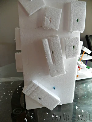 Styrofoam and colored craft stick sculpture from And Next Comes L
