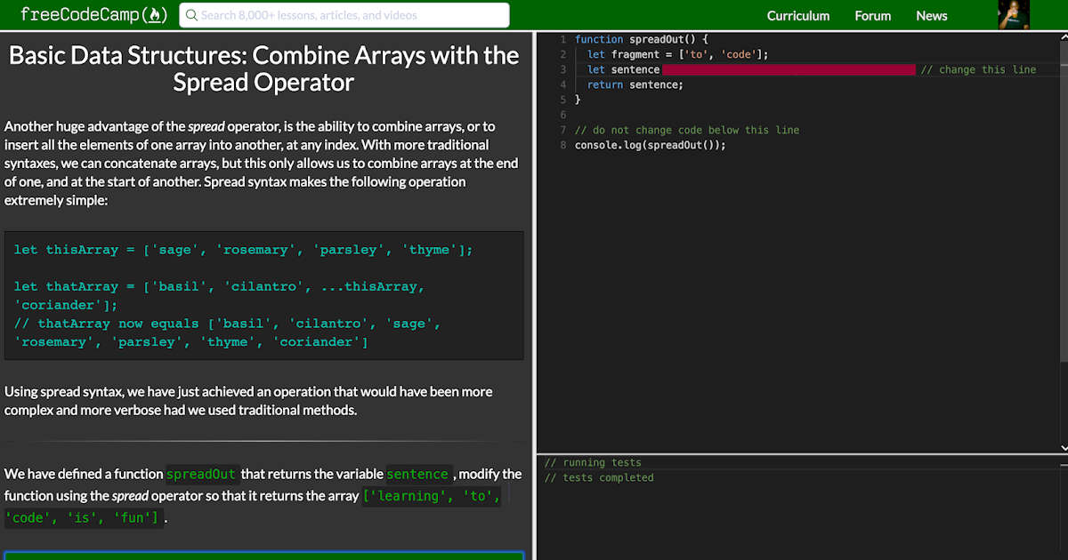 Just a Few Things.. Combine Arrays with the Spread Operator