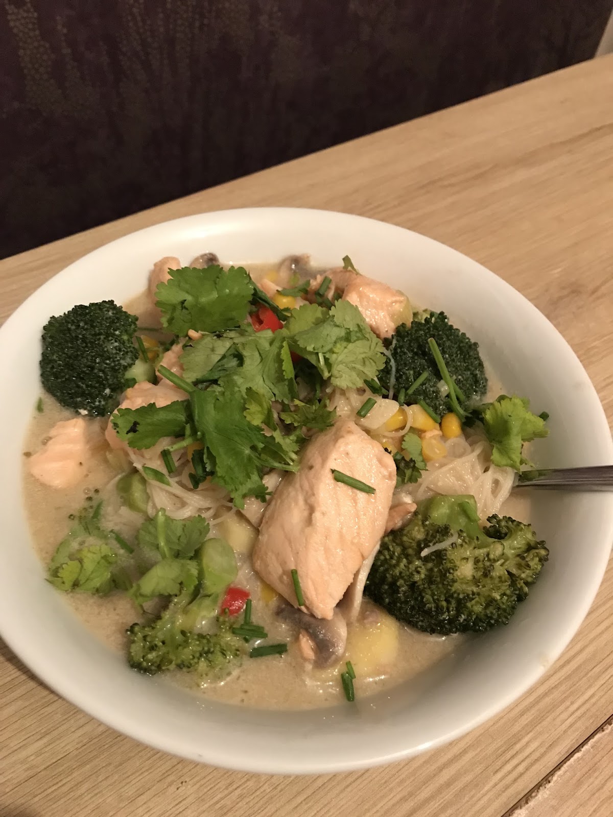 Bistro Becs and Family Quick Thai Salmon Noodle Soup