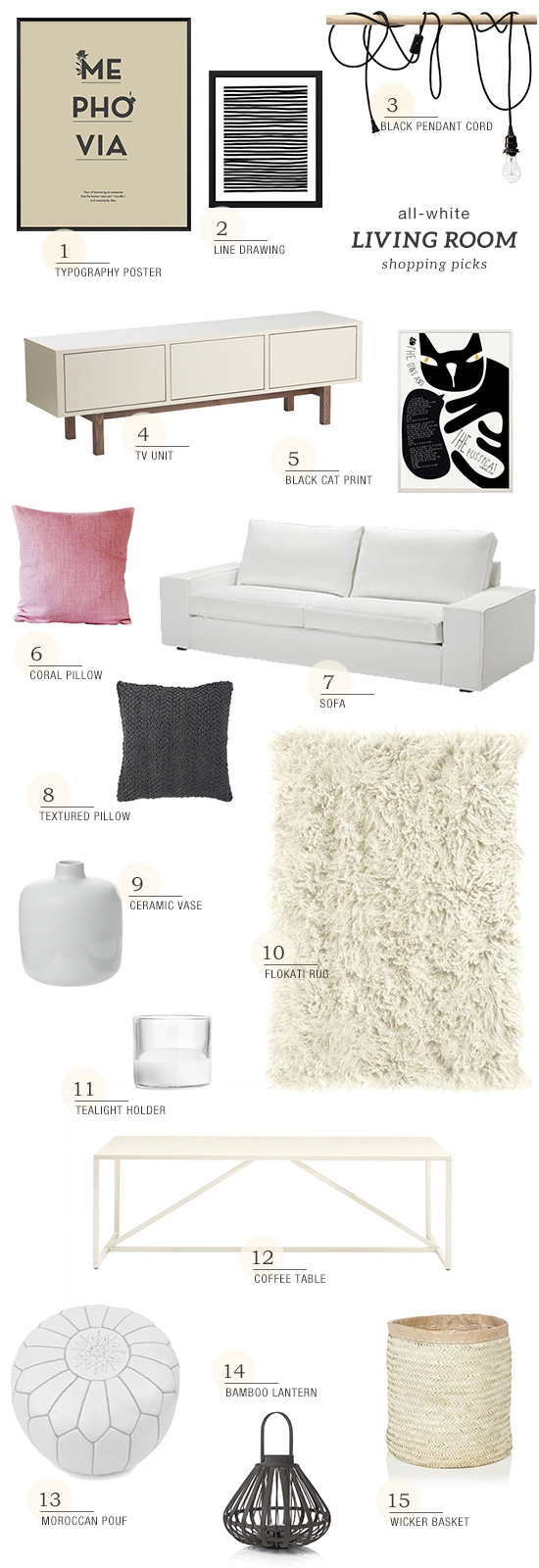 Scandinavian inspired white living room shopping picks | My Paradissi