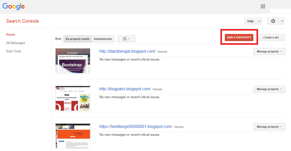 Google webmaster tools setup