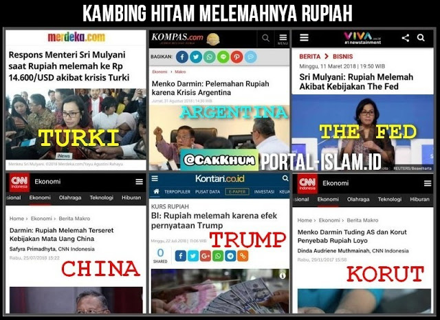 LUCU! Kambing Hitam Melemahnya Rupiah di Era Rezim Jokowi: Karena Krisis Turki, Argentina, China, Korut, The Fed, Trump LUCU! Kambing Hitam Melemahnya Rupiah di Era Rezim Jokowi: Karena Krisis Turki, Argentina, China, Korut, The Fed, Trump