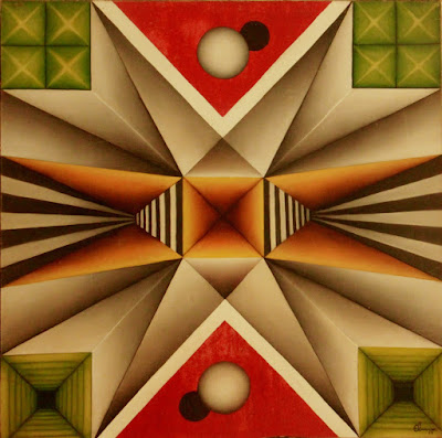 Primeiro quadro de geometria abstrata inspirado num campo de futebol - Elma Carneiro