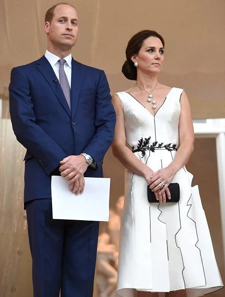 Kate Middleton wore a white dress by Polish designer Gosia Baczynska, and Gianvito Rossi Ankle Strap Suede D'orsay Pumps