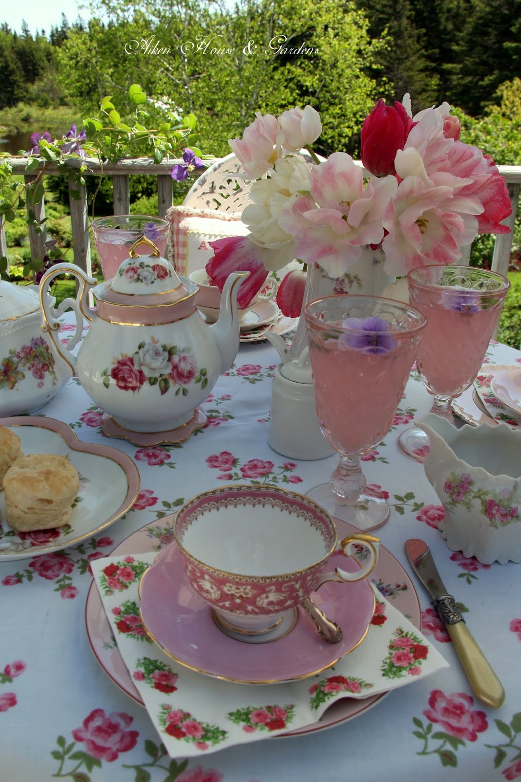 Aiken House & Gardens Romantic Pink Balcony Tea