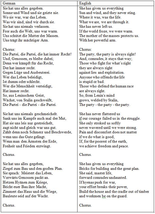 Die Partei Hat Immer Recht Text The Tale of Sir Bob: German Sing-along - Die Partei hat immer Recht