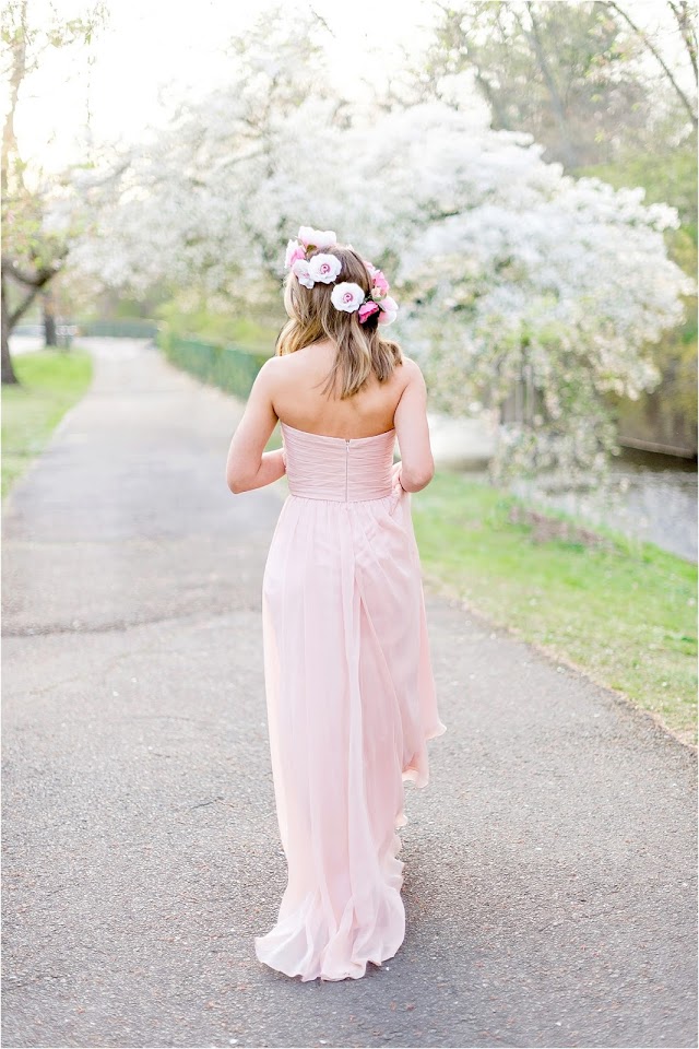 bridal, wedding, bride, makeup, hair, dress, nj photography, cherry blossom, branch brook park, flower crown