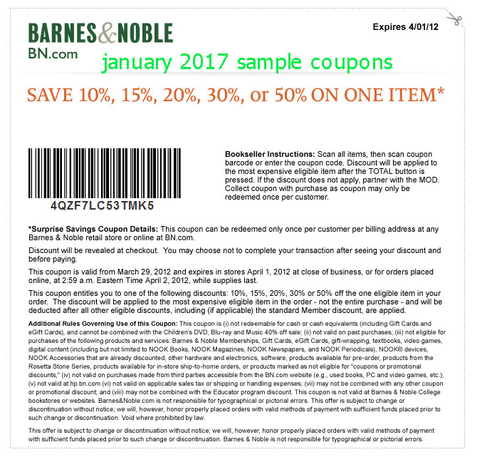 Printable Coupons 2022 Barnes and Noble Coupons