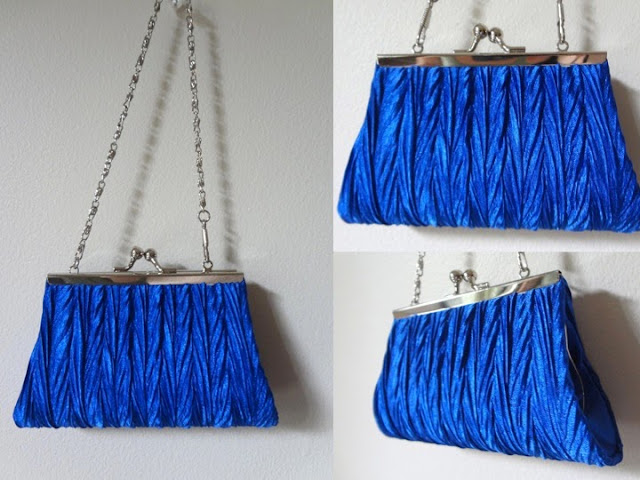 Royal cobalt dazzling blue purse with silver chain