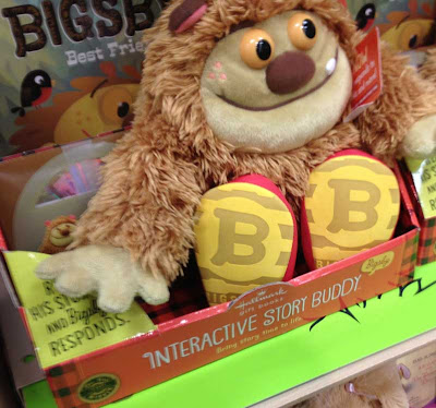Bigsby the interactive story buddy, looks sort of like Bigfoot or one of Sendak's wild things