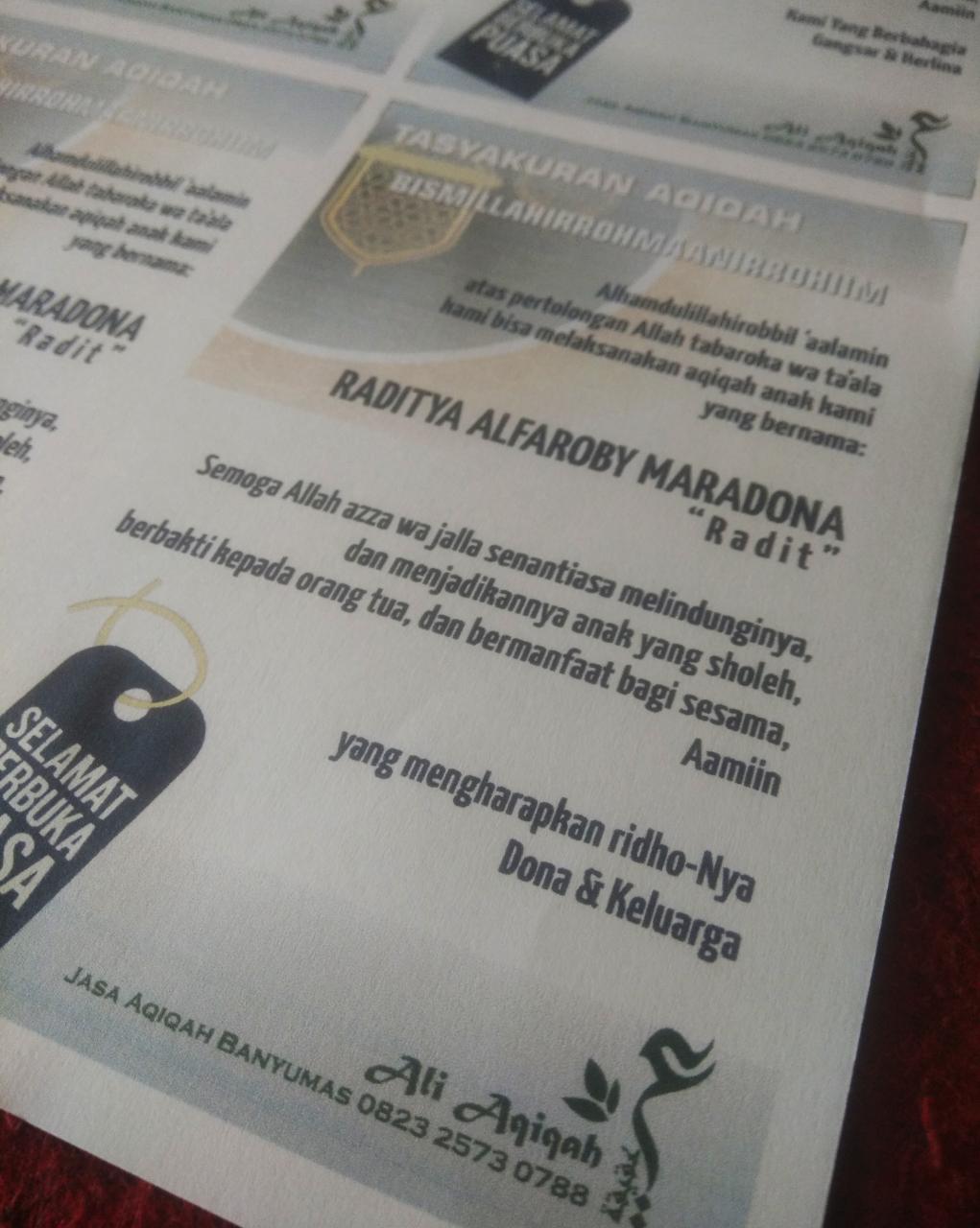 contoh tulisan tasyakuran aqiqah dewasa/anak udah besar