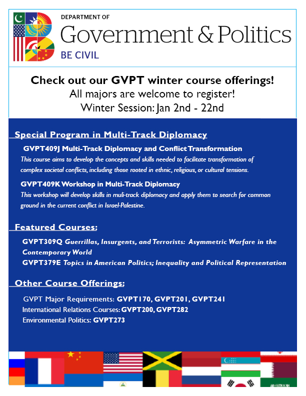 BSOS Undergraduate Blog Take a GVPT course over the winter term with UMD!