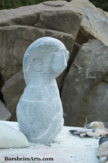 Stone carving Tuscany ballerina is starting to take form