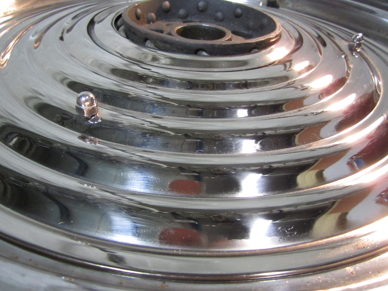 FRONT ST CYCLE Ripple wheel covers. Fresh nickel plate