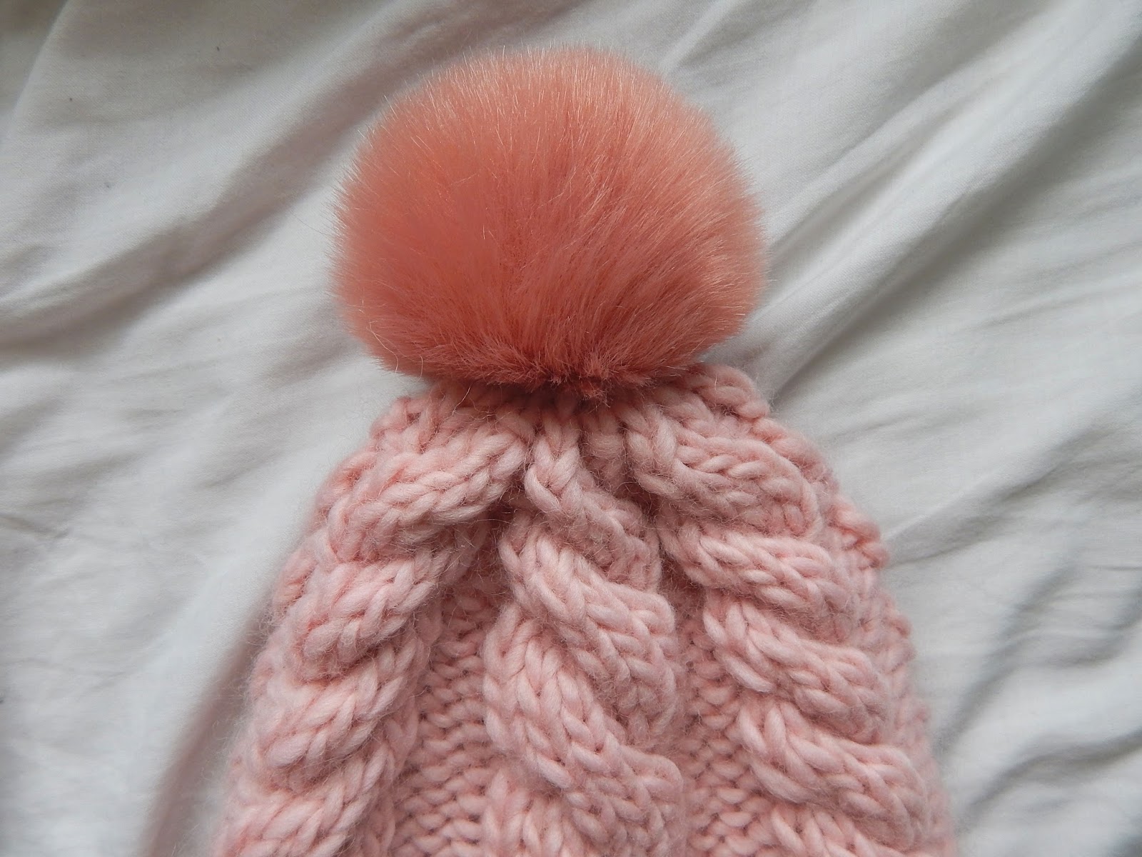 DIY Pink Knitted Cable Hat 