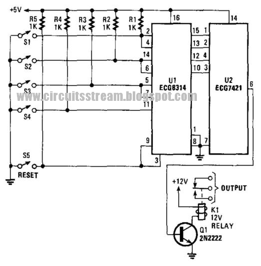 Key-less Lock Circuit Diagram | Electronic Circuit Diagrams & Schematics