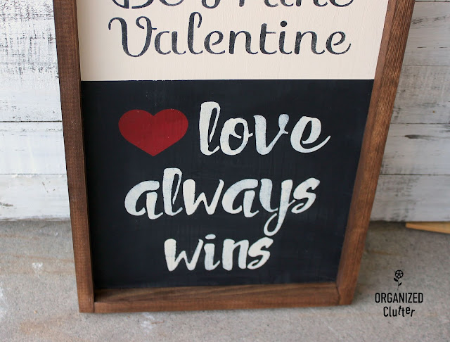 An Easy DIY Valentine's Day Stenciled Collage Sign #stencil #dixiebellepaint #folkartstencil #valentinesday #frogtape