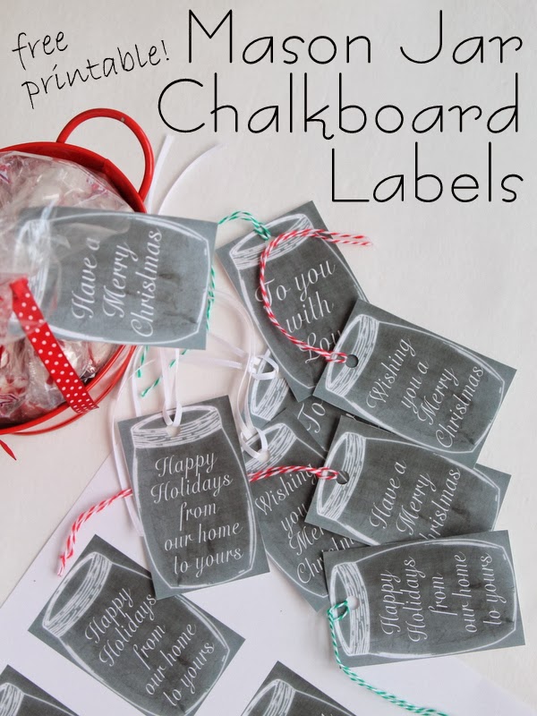 Free Printable Chalkboard Mason Jar Gift Tags -- print these free tags to add to your holiday gifts today!