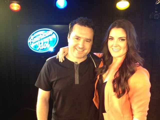 American Idol vocalist Kree Harrison and guitarist Tony Pulizzi after their radio performance at 102.7 KIIS FM in Los Angeles.