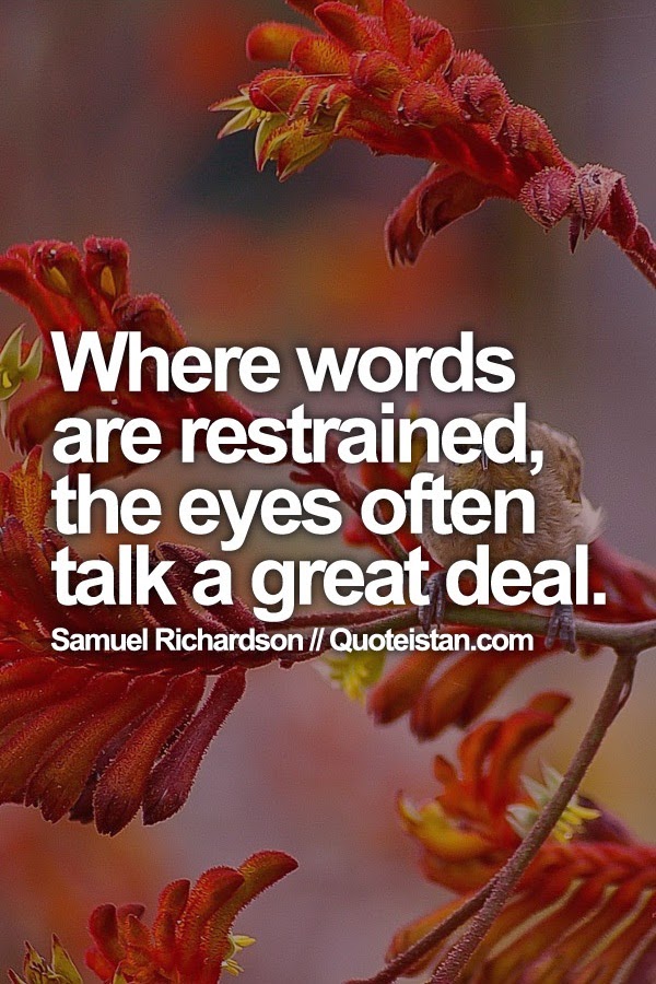 Where words are restrained, the eyes often talk a great deal.